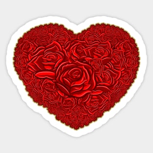 Heart shape made of Red Roses Sticker